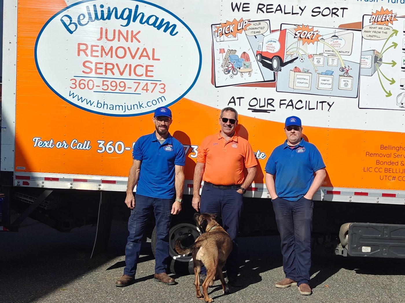 The Bellingham Junk Removal Service crew with their branded truck in Whatcom County